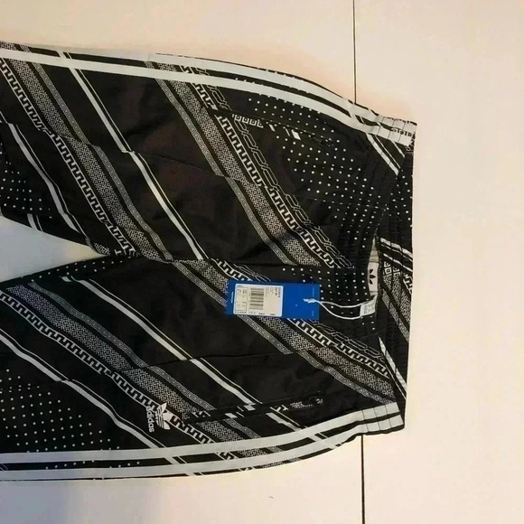 NWT Adidas Original striped black white slim fit casual athletic jogger pant  S - Picture 3 of 7